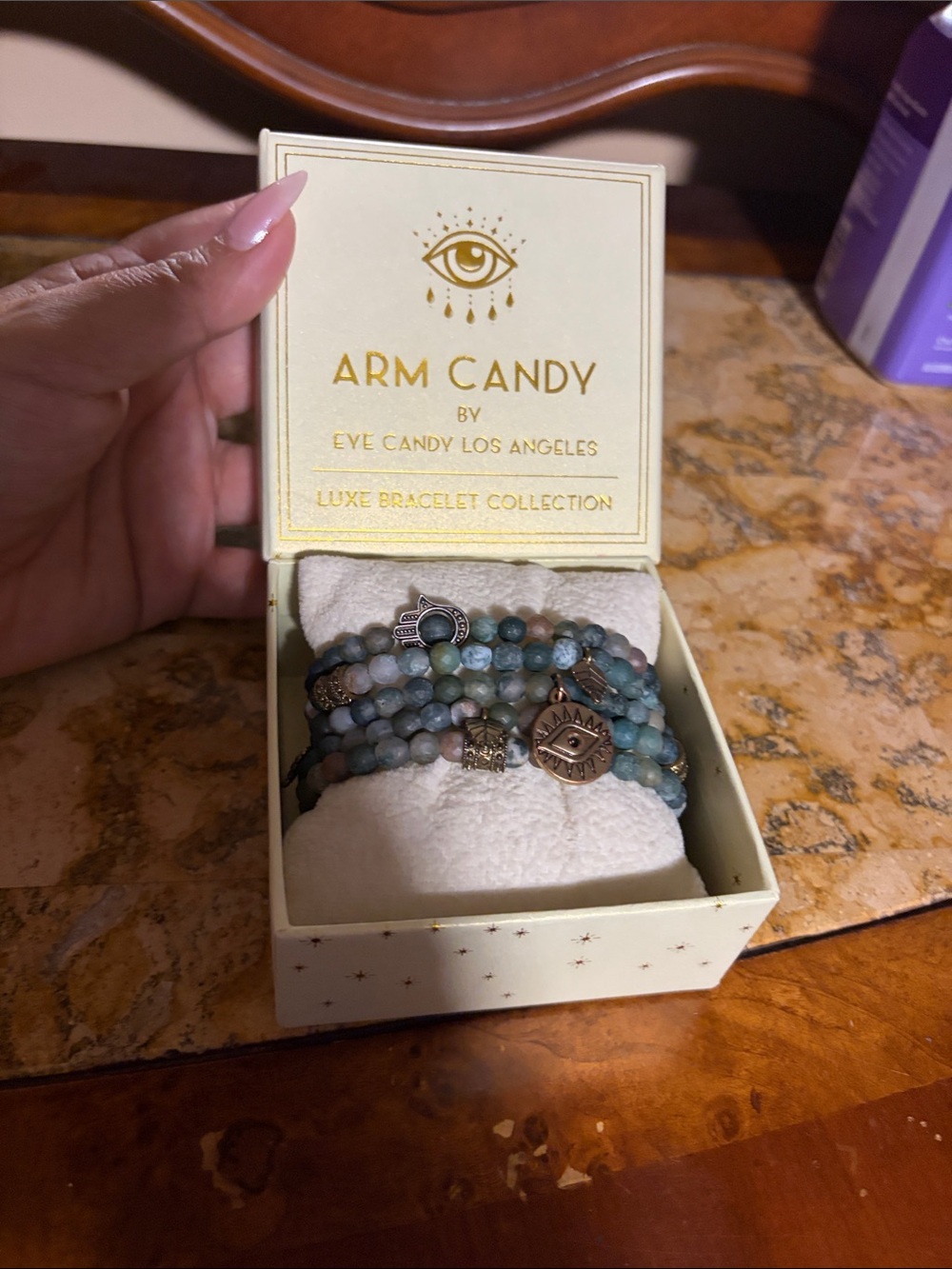 Arm Candy Luxe Blue Beaded Wrap Bracelet